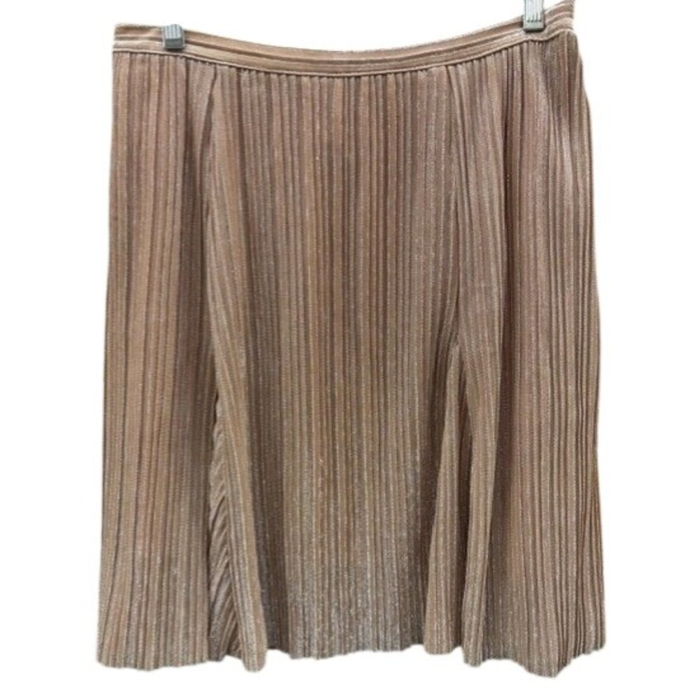 Maeve Anthropologie Metallic Rose Gold Pleated Midi Skirt Small
